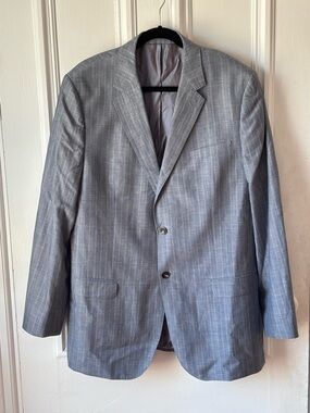 Men’s Boulevard Club Wool Blend Fully Lined Blue Plaid Blazer Size 44 Tall